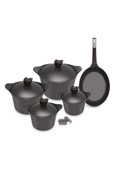NEOFLAM Aeni,Cooking set 11pcs,pot18,20,24,28cm,frypan 24,die cast aluminum,non stick,Galaxy Marble color.