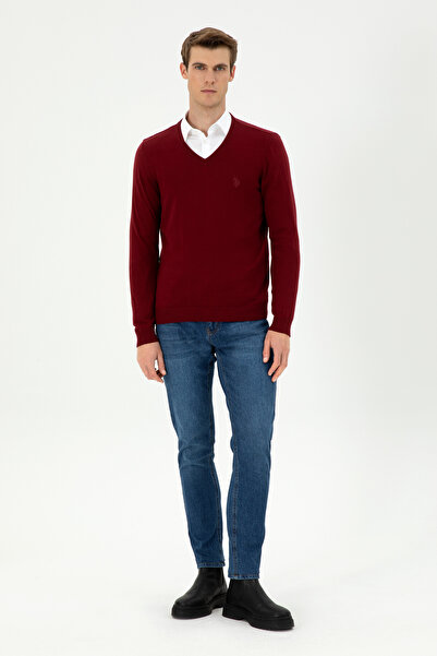 U.S. Polo Assn. Men's Burgundy Basic Sweater 50294764 -Vr014