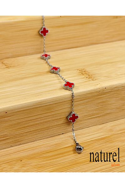Naturel Tılsım Red Clover Stainless Steel Bracelet