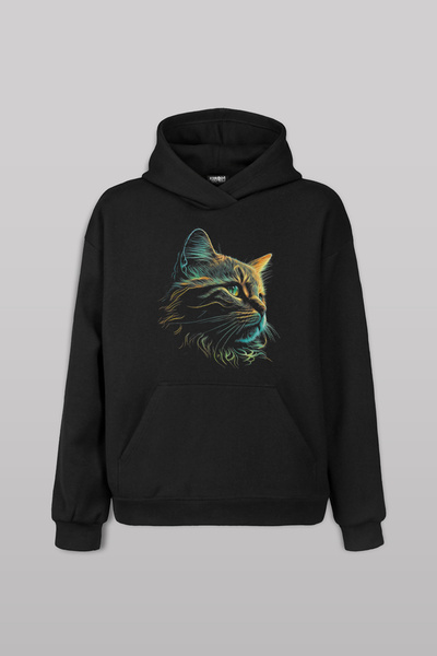 Kendim Seçtim 3D efekat realistična mačka Sa deznom crna unisex majica sa kap...