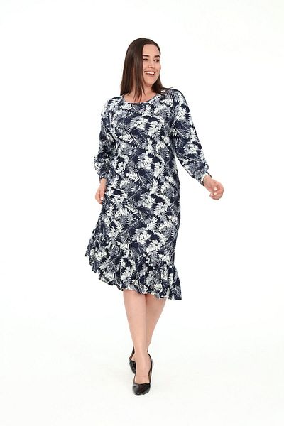 modayız Φούστα με βολάν με μοτίβο φύλλων Plus Size φόρεμα 30a-1913