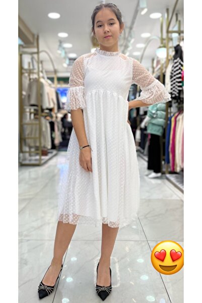 Minimoda Kids Puantiye Desenli Tül Elbise