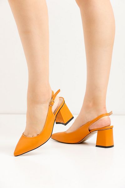 Santamarina Women's Louisa Orange Skin Open Back Classic Heeled Shoes
