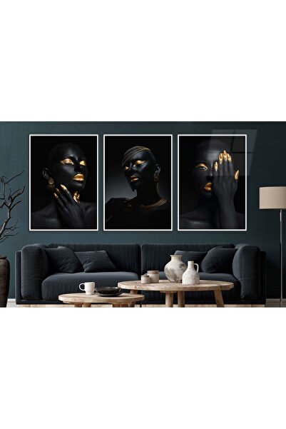 marpanya Set de 3 picturi pe sticlă tematice de artă cu imprimare pe sticlă cu cadru din aluminiu 0073