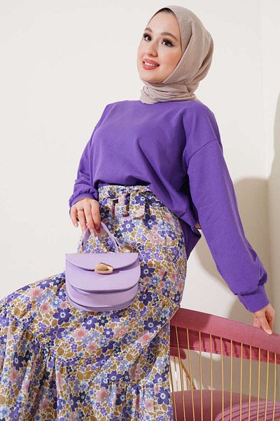 VOLT CLOTHİNG Damen-Doppelset mit Blumenmuster und Rock