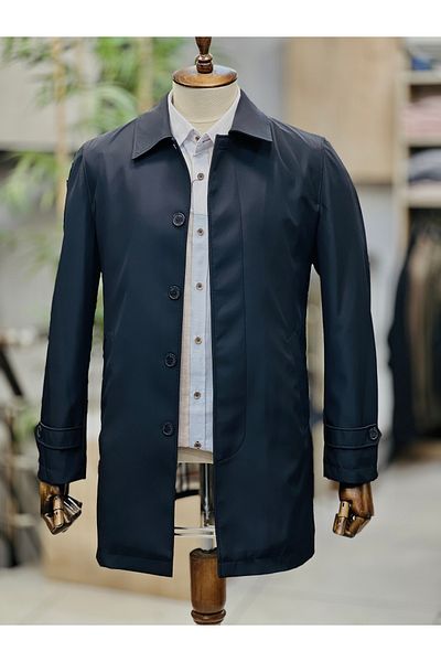 SAVARA Men's Navy Blue Regular Fit Trench Coat with Water Repellent Medium Size(90cm)