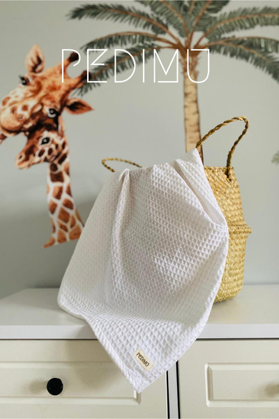 Pedimu بطانية أطفال من القطن العضوي بيكيه بنمط الوافل مقاس 75 × 100 سم - أوف ...