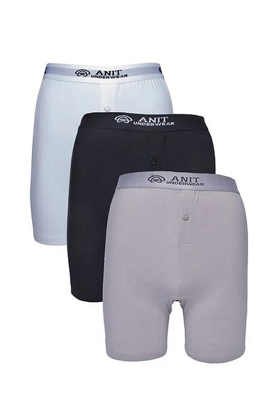 Anıt Cotton Lycra Long Leg Boxer 3-pack Μαύρο-γκρι-λευκό