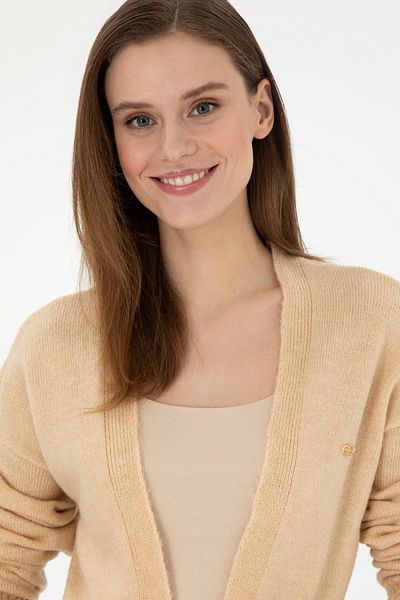 U.S. Polo Assn. Women's Sand Melange Knitwear Cardigan 50297102 -Vr123