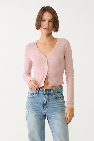 Stradivarius Long sleeve T-shirt with buttons