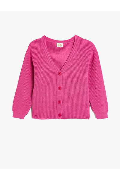 Koton V-Neck Buttoned Long Sleeve Basic Knitwear Cardigan