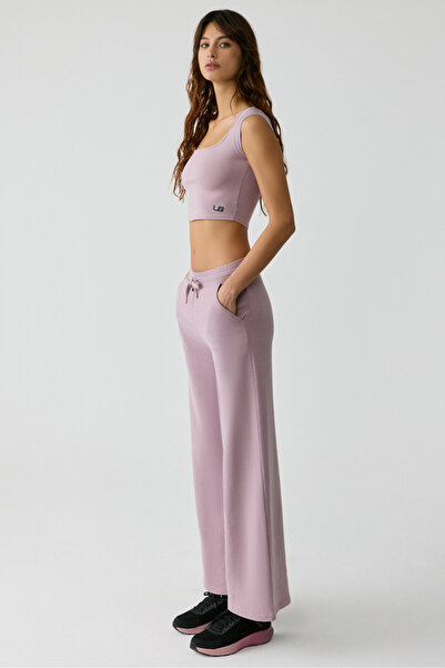 Urban Beat Tijana Women's Elastic Waist Wide Leg Relaxed Dusty Rose Sweatpants