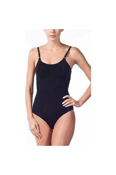 Miss Fit 1916 Seamless Thin Strap Bodysuit with Corsage