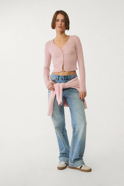 Stradivarius Long sleeve T-shirt with buttons