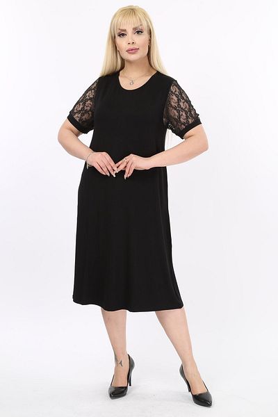 Moday Μαύρο φόρεμα με μανίκια Plus Size 2c-17891