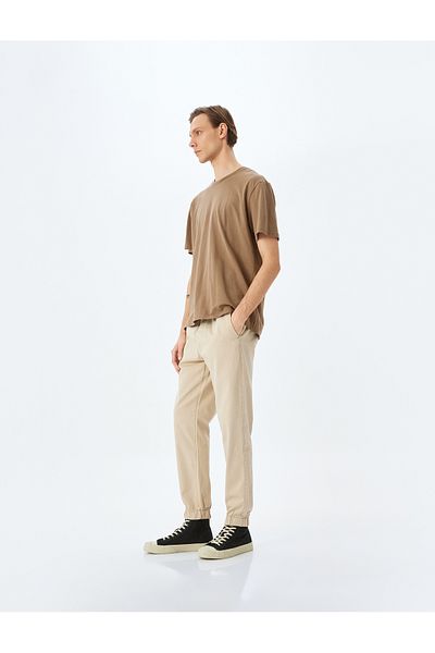 Koton Chino-Jogginghose aus Canvas-Baumwolle mit Schnürung und Taschendetail