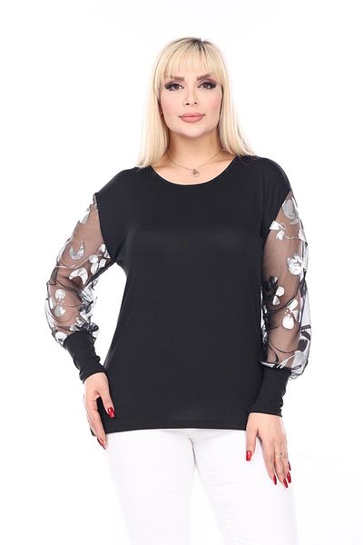 modayız Black Flexible Plus Size Blouse 18B-2503