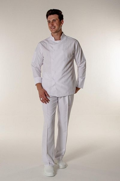 Mert Giyim White Cook and Kitchen Chef Jacket with Hidden Snaps