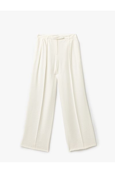 Koton Women's High Waist Palazzo Pants with Pockets Viscose Fabric