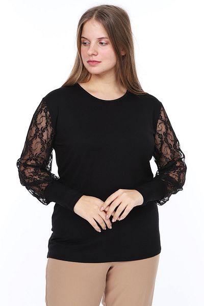 modayız Lace Sleeve Plus Size Blouse 17a-0868