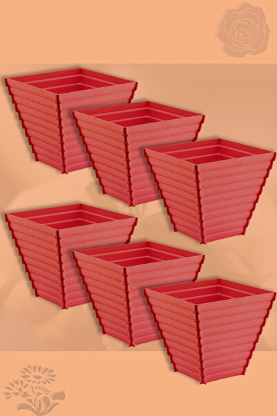 MONTESEV Ahşap Desen Çiçek Saksısı 6 Adet (0,5 Lt -Aly-501)