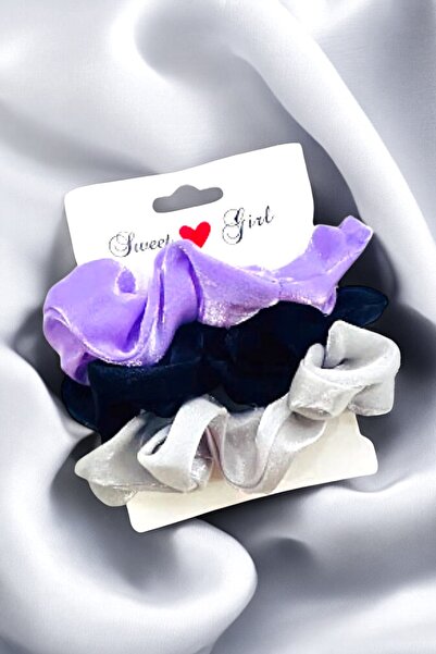 PETEK AKSESUAR Γυαλιστερή σατέν λαστιχένια αγκράφα 3 τεμαχίων