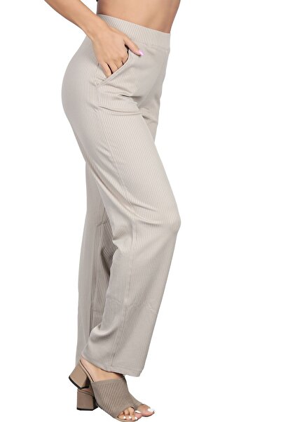 Miss couture ساق مضلعة مريحة للاستخدام اليومي والسهرات - تفاصيل الجيب