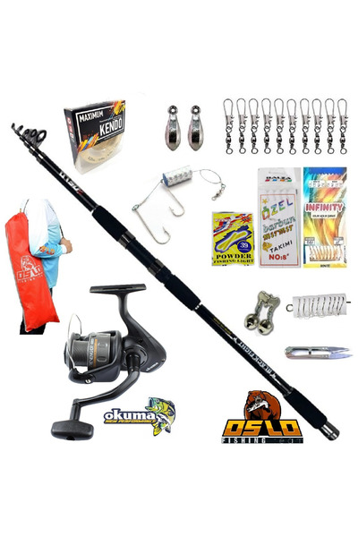 Okuma Revenger Rv-55 Oslo Black Fight 360cm 100-200gr Profesyonel Surf Kıyı Olta Takımı Seti