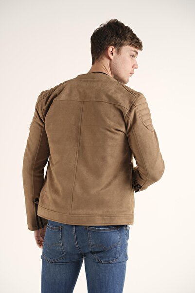 Oksit Ανδρικό σουέτ παλτό Tuci Zenta Slim Fit Judge Collar με φλις εσωτερικά