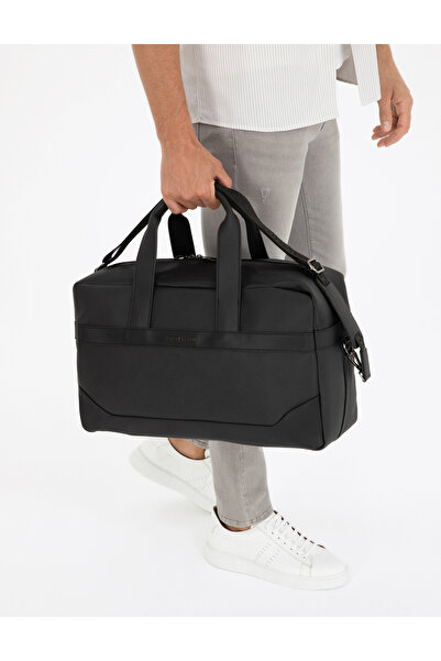 Pierre Cardin حقيبة سفر رياضية سوداء للرجال 50296025-VR046