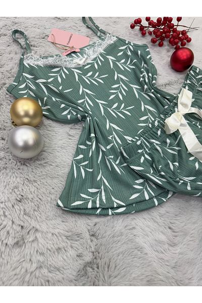 pijamaworld SET DE Pijamale YAZLIKH CU ȚESĂTURĂ MOALE ȘI PANTALONI SCURT CU BRETELE