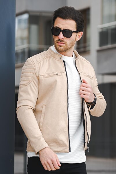 Oksit Ανδρικό σουέτ παλτό Tuci Zenta Slim Fit με γιακά με φλις εσωτερικά