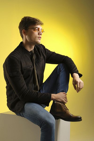 Oksit Ανδρικό σουέτ παλτό Tuci Zenta Slim Fit Judge Collar με φλις εσωτερικά