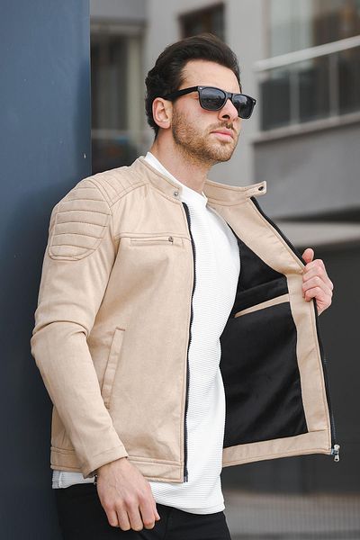 Oksit Ανδρικό σουέτ παλτό Tuci Zenta Slim Fit με γιακά με φλις εσωτερικά