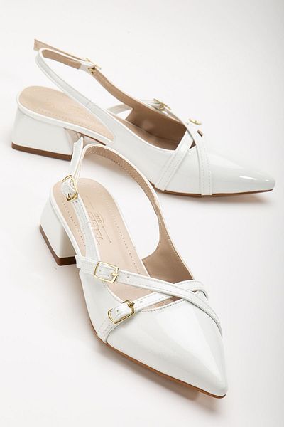 Hayalimdeki Ayakkabı White Patent Leather Pary Women's Heeled Shoes