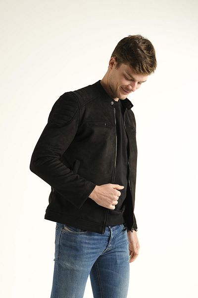 Oksit Ανδρικό σουέτ παλτό Tuci Zenta Slim Fit Judge Collar με φλις εσωτερικά