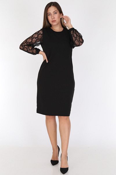 modayız Φόρεμα με μακρύ μανίκι δαντέλα Plus Size 21b-0780
