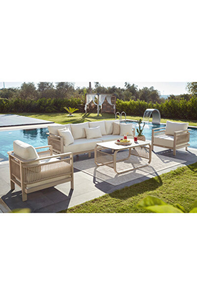 Erinöz Venedik Bahçe Balkon Oturma Grubu 3 1 1 Seramik Sehpa