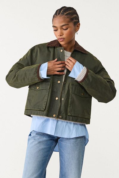 Stradivarius Contrast Short Waxy Look Parka