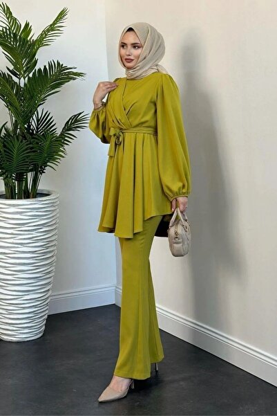 Swana V Çaprazlı Pantolonlu Tesettür Takım