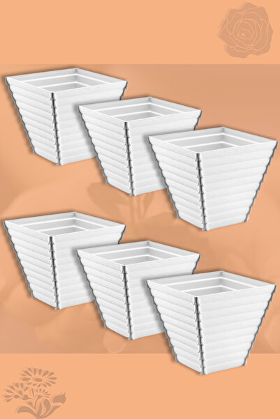 MONTESEV Ahşap Desen Çiçek Saksısı 6 Adet (0,5 Lt -Aly-501)