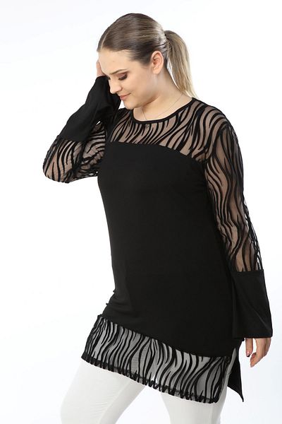 modayız Zebra Black Plus Size Tunic 34e-1602