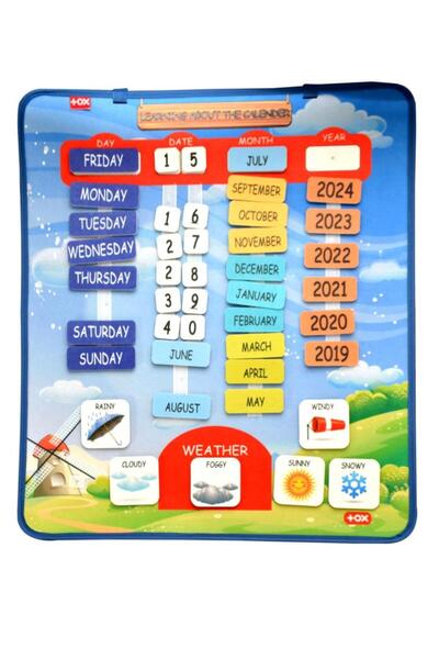 Tox لوحة جدارية من اللباد لتعلم التقويم باللغة الإنجليزية (2025)