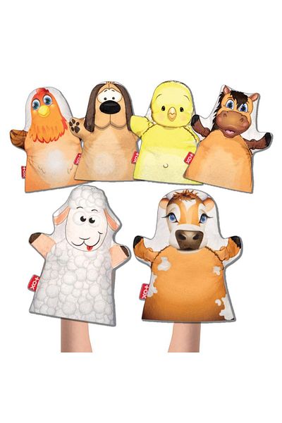 Tox New Estevia Clez 6 Piece Farm Animals Felt Hand Puppet Set, Educational Toy Company