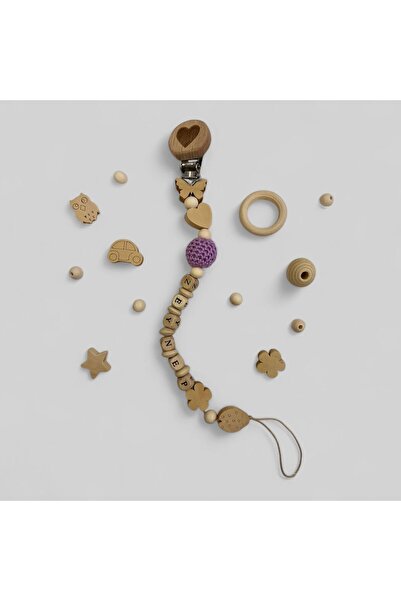 shop %100 Doğal Ahşap İsme Özel Emzik Zinciri