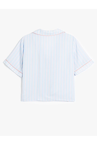 Koton Viskon Kısa Kollu Düğmeli Gömlek Yaka Pijama Üstü