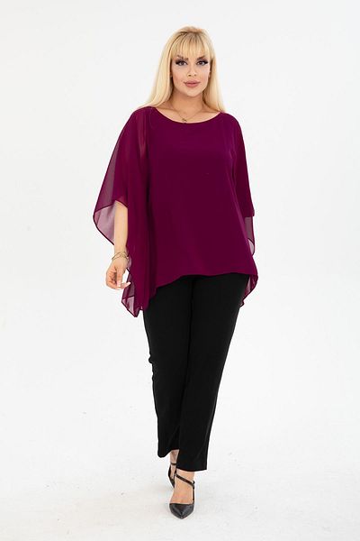 modayız Large Size Purple Chiffon Blouse 38E-2405