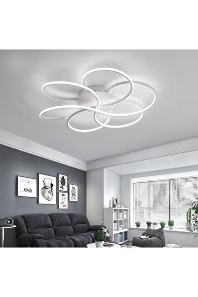 ABAJUR EVİM Capella  beyaz Kasa Modern 3lü Tasarım Ledli Avize