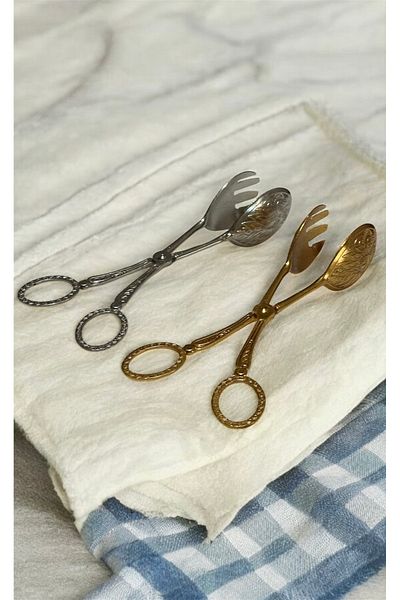 LeesHome Silver Gold 2-Piece Serving and Presentation Spoon Salad Spoon Cake Spoon