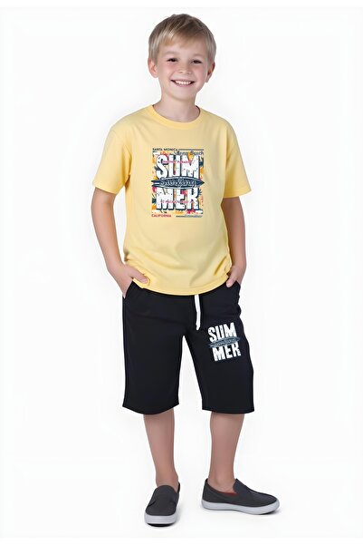 FYK COLLECTİON Сурфінг з принтом для хлопчиків, комплект капрі з двома кишенями